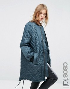 Длинная стеганая куртка ASOS TALL - Зеленый
