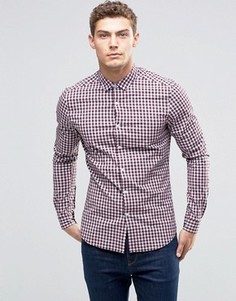 Бордовая рубашка скинни в клетку ASOS - Красный