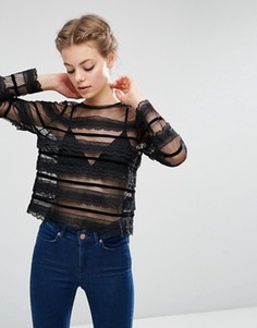Топ с кружевной и бархатной отделкой ASOS - Черный
