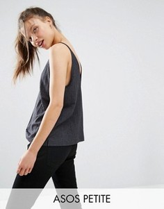 Майка с V-образным вырезом спереди и сзади ASOS PETITE - Черный