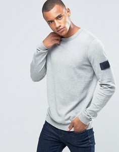 Трикотажный джемпер с нашивкой и круглым вырезом Jack &amp; Jones - Серый
