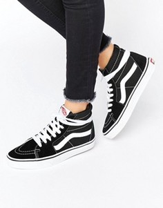 Высокие черные с белым кроссовки Vans - Черный