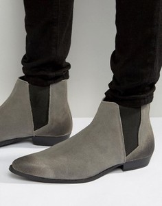 Серые замшевые ботинки челси с острым носком ASOS - Серый