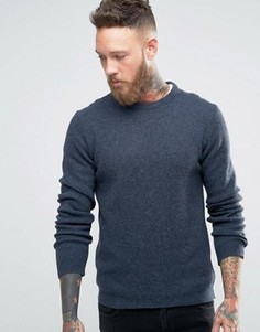 Темно-синий джемпер с круглым вырезом из смешанной овечьей шерсти ASOS - Темно-синий