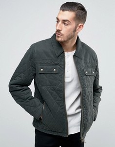 Вощеная стеганая куртка цвета хаки ASOS - Зеленый