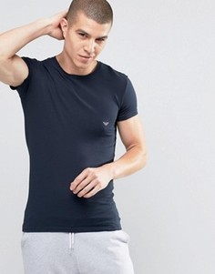 Темно-синяя облегающая футболка с круглым вырезом Emporio Armani - Темно-синий