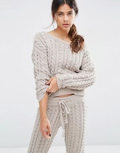 Джемпер вязки косичкой из синели в стиле casual ASOS - Серый
