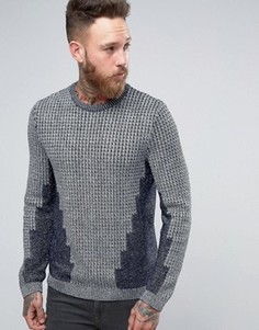 Вязаный джемпер с металлизированной нитью и узором косичка ASOS - Серый