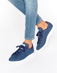 Темно-синие замшевые кроссовки с эффектом змеиной кожи adidas Originals Stan Smith Unisex - Темно-синий