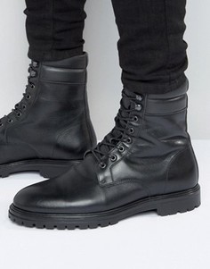 Черные кожаные ботинки со шнуровкой ASOS - Черный