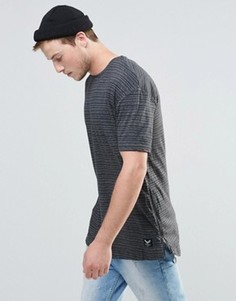 Удлиненная футболка в тонкую полоску Brave Soul - Серый