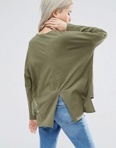 Oversize-топ с длинными рукавами и разрезом на спине ASOS - Зеленый