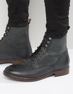 Черные кожаные ботинки на темной подошве со шнуровкой ASOS - Черный