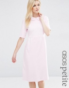Платье с присборенной юбкой и воротником Питер Пэн ASOS PETITE - Розовый