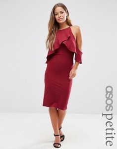 Платье миди с высокой горловиной и вырезами на плечах ASOS PETITE - Красный