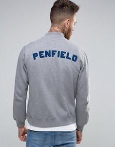 Трикотажный бомбер в университетском стиле с логотипом на спине Penfield Massac - Серый