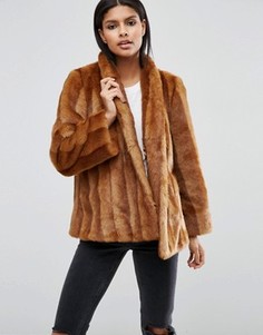 Свободное пальто из искусственного меха ASOS Luxe - Коричневый