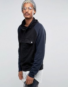 Длинный oversize‑худи с фактурными вставками ASOS - Черный