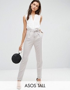 Тканые брюки‑галифе с поясом оби ASOS TALL - Серебряный