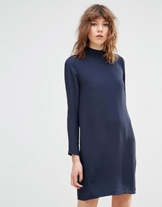 Платье мини с длинными рукавами и высокой горловиной Samsoe &amp; Samsoe Theta - Темно-синий