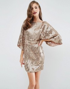 Платье мини в стиле кимоно с пайетками ASOS RED CARPET - Золотой