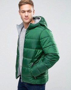 Дутая куртка с капюшоном United Colors of Benetton - Зеленый