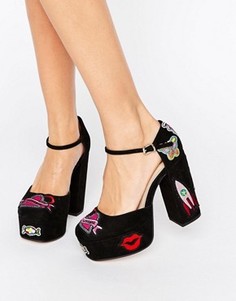 Туфли на платформе с нашивками ASOS PICNIC - Черный