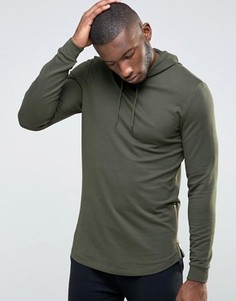 Удлиненное худи с асимметричным краем и боковыми молниями ASOS - Зеленый
