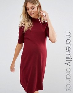 Платье мини для беременных с высокой горловиной New Look Maternity - Красный