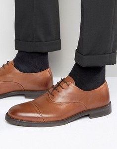 Светло-коричневые кожаные туфли со вставкой на носке Selected Marc - Коричневый