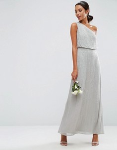 Платье макси на одно плечо с отделкой ASOS WEDDING - Серый