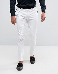 Белые супероблегающие брюки с атласной отделкой ASOS - Белый