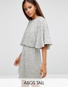 Короткое платье-кимоно с пайетками ASOS TALL - Зеленый