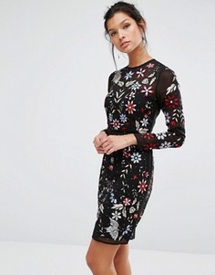 Платье мини с вышивкой и бисером Frock and Frill - Мульти