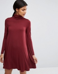 Свободное платье с воротником поло и длинными рукавами ASOS - Красный