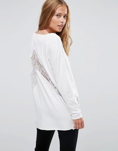 Oversize-топ с длинными рукавами и кружевными вставками ASOS - Красный