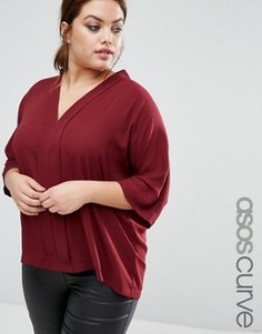 Топ с драпированной V‑образной горловиной ASOS CURVE - Фиолетовый