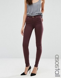 Темно-красные джинсы с классической талией ASOS TALL LISBON - Красный