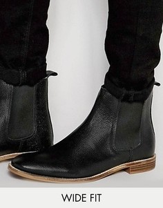 Черные ботинки-челси из зернистой кожи ASOS - Доступна модель для широкой стопы - Черный