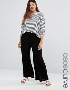 Брюки из фактурной ткани с широкими штанинами ASOS CURVE - Черный