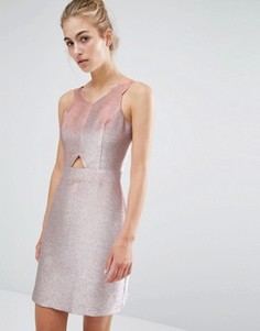 Короткое приталенное платье с эффектом металлик Miss Selfridge - Розовый