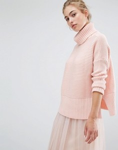 Джемпер-водолазка крупной вязки Miss Selfridge - Розовый