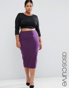 Трикотажная юбка-карандаш миди ASOS CURVE - Фиолетовый