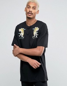 Oversize-футболка с принтом тигров ASOS - Черный