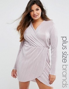 Плиссированное платье с запахом и глубоким вырезом Missguided Plus - Розовый
