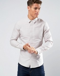 Светло-бежевая оксфордская рубашка слим Burton Menswear - Stone