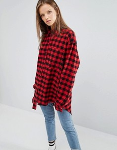 Oversize-рубашка в клетку STYLENANDA - Красный