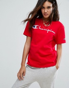 Oversize-футболка с логотипом Champion - Красный