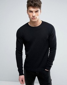 Solid Textured Knit Jumper In Black - Черный