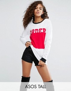 Футболка с очень длинными рукавами и принтом ASOS TALL - Мульти